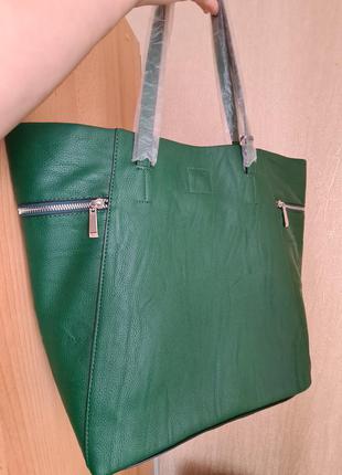Шикарна зелена сумка-шоппер4 фото
