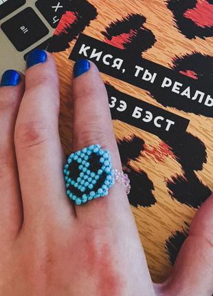 Колечко из бисера смайлик кольцо смайл із бісеру