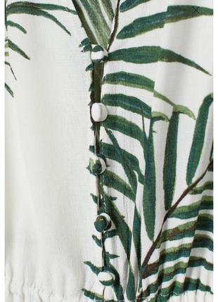 Блуза на пуговицах с v-образным вырезом ✨h&m✨ топ рубашка тропический принт3 фото