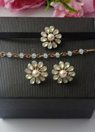 Комплект бижутерии чокер с камнями + серьги