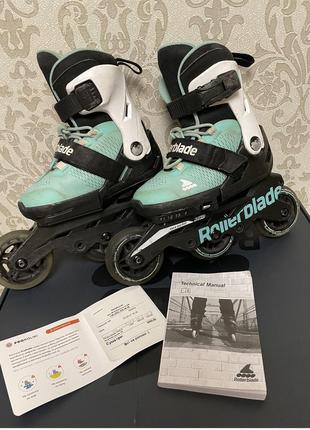 Ролики rollerblade microblade 3wd g aqua white р. 28-32(17,5-20,5 см)2 фото