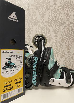 Ролики rollerblade microblade 3wd g aqua white р. 28-32(17,5-20,5 см)5 фото