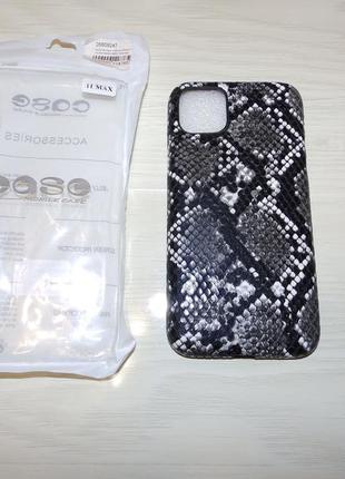 Чехол накладка xcase для iphone 11 pro max reptile leather case black2 фото