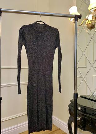 Трикотажное платье с золотым люрексом