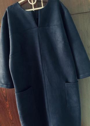 Дизайнерское замшевое платье кокон с v-образным вырезом горловины fashion plus size.5 фото