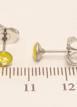 Серьги гвоздики из медицинского золота, родий.2 фото