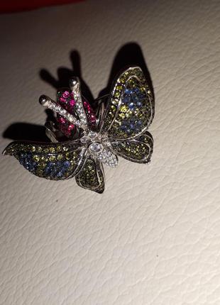 Масивне кільце метелик з безліччю каменів стерлінгове срібло 9253 фото