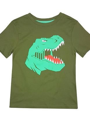Футболка цвета хаки с динозавром на мальчика, h&m