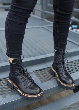 ❄️🖤жіночі зимні шкіряні черевики з хутром🖤❄️черевики жіночі чорні зимові з хутром, шкіра.