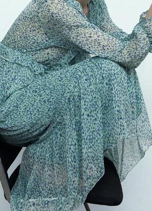 Шифонова сукня міді з оборками, рюшами zara оригінал6 фото