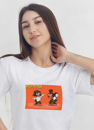 Футболка белая мужская женская pulp fiction , хлопок белая женская криминальное чтиво s-9xl