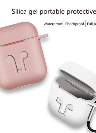 Защитный силиконовый чехол с карабином для airpods 1 / 2 и tws бирюзовый10 фото