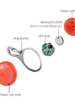 Светодиодный led фонарик для собак на ошейник. кулон брелок безопасности светящийся на поводок красный2 фото