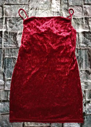 Красное бархатное велюрое платье короче мини праздничное клубное owens rundholz dutti cos5 фото