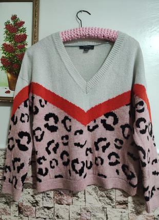 Яркий,теплый свитер в анималистический принт1 фото