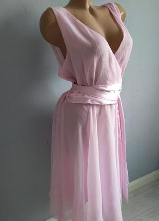 Элегантное шифоновое платье с высокой талией.3 фото