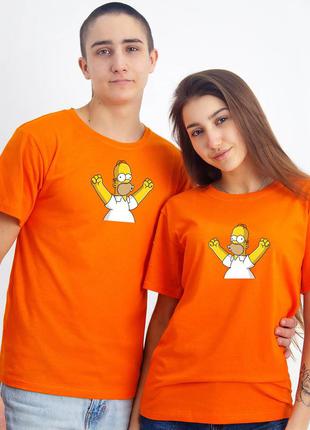 Футболка  женская оранжевая гомер симпсон  ,  футболка оранжевая женская хлопковая, симпсон гомер в очках4 фото