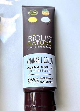 Biolis nature - 98% натуральні інгредієнти! крем для тіла ananas e cocco , 250 мл, італія