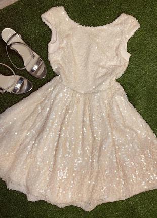 Красивое нежно персиковое платье плотностью в паетку от topshop2 фото