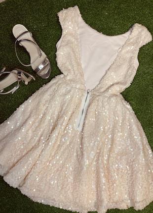 Красивое нежно персиковое платье плотностью в паетку от topshop7 фото