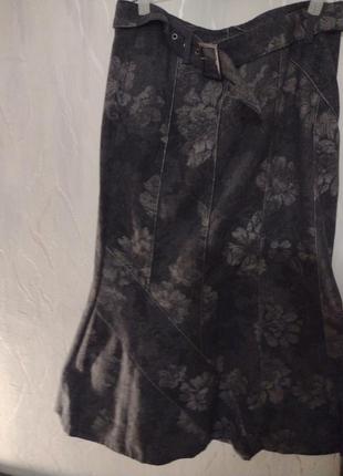 Очень  красивая драповая теплая юбка с поясом marks spenser производство турция4 фото