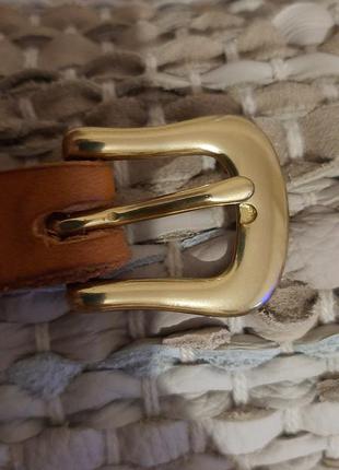 Кожаный ремень с латуневой бляхой solid brass vintage5 фото