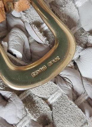 Кожаный ремень с латуневой бляхой solid brass vintage2 фото