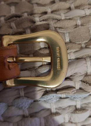 Кожаный ремень с латуневой бляхой solid brass vintage6 фото