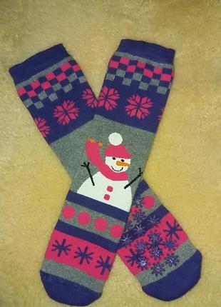 🔥🎄красивые тёплые антискользящие махровые новогодние носки ❄