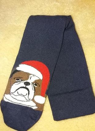 🔥красиві стильні новорічні високі шкарпетки з собачкою