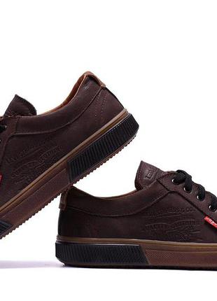 Мужские кожаные кеды levis chocolate classic