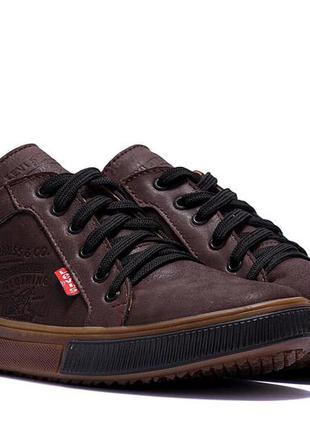 Мужские кожаные кеды levis chocolate classic