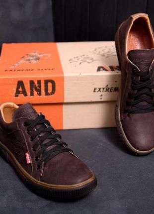 Мужские кожаные кеды levis chocolate classic