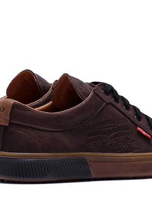 Мужские кожаные кеды levis chocolate classic