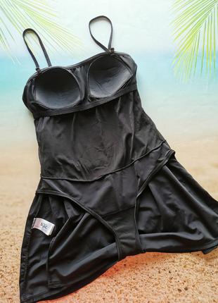 Чёрный сдельный купальник платье5 фото