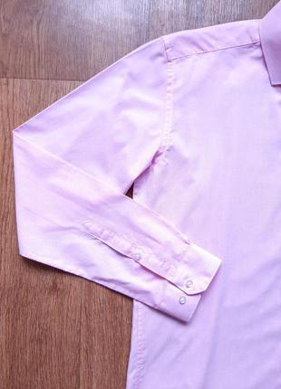 Рубашка розовая primark slim fit (англия) s , хлопок3 фото