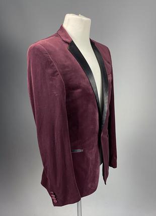 Пиджак темно малиновый asos, веюровый2 фото