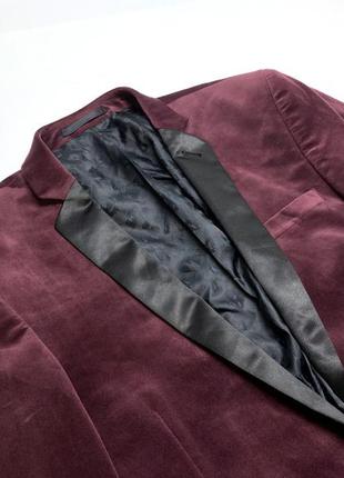 Пиджак темно малиновый asos, веюровый5 фото