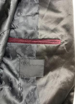 Пиджак темно малиновый asos, веюровый7 фото