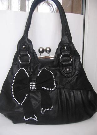 Нова сумка замшевий бант стрази виглядає як шкіра шкіряна