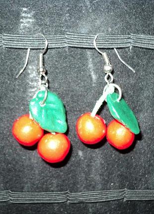 Серьги вишенки ручная работа