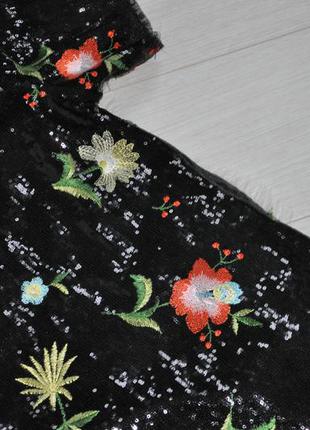 Шикарное платье zara в пайетки расшитое цветами5 фото