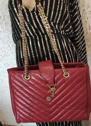 Натуральна шкіряна сумка на ланцюжку