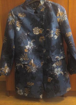 Жакет - літнє пальто синій квіти4 фото