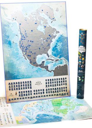 Скретч карта північної америки  "my map north america edition" в тубусі