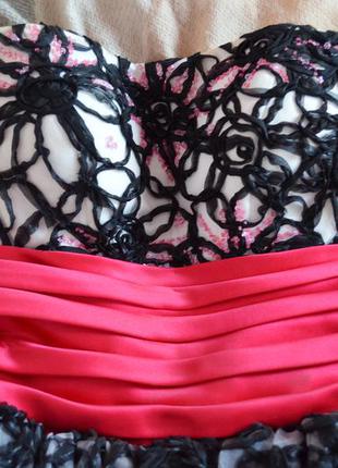 Плаття вечірнє/випускне коротке пишне, чорне з рожевим від оксани мухи2 фото