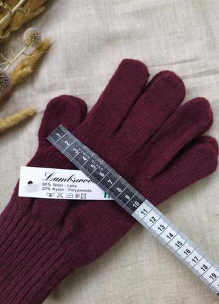 Шерстяные итальянские вязанные  перчатки марсала / винный/ вишневый2 фото