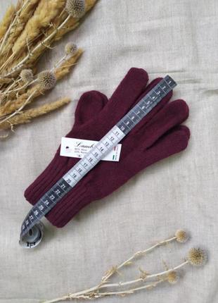 Шерстяные итальянские вязанные  перчатки марсала / винный/ вишневый3 фото