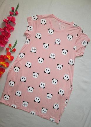 Суперовая ночнушка домашнее платье принт панда с карманами cubus