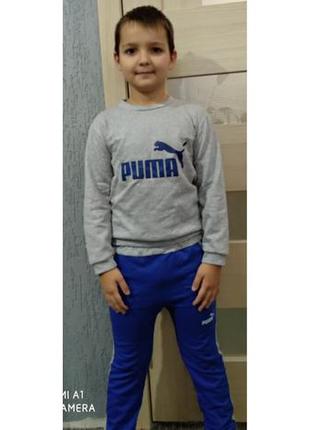 Дитячий спортивний костюм пума ,теплий спортивний костюм дитячий puma , синій костюм теплий пума1 фото
